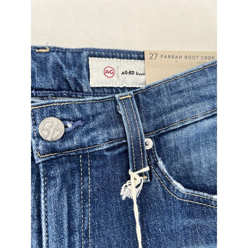 AG-ED Adriano Goldschmied Farrah Boot Crop Jeans Distressed Raw Hem NWT Size 27 - Picture 3 of 9